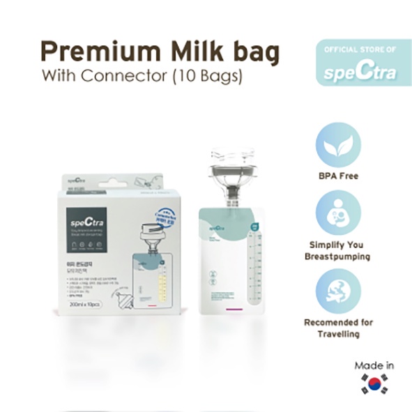 SPECTRA PREMIUM MILK BAG STORAGE 200ML X 10PCS WITH CONNECTOR