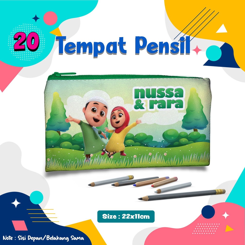

Tempat Pensil Pencil Case Keren Gambar Nussa Rara Islami BISA Custom Nama dan Gambar Suka-Suka