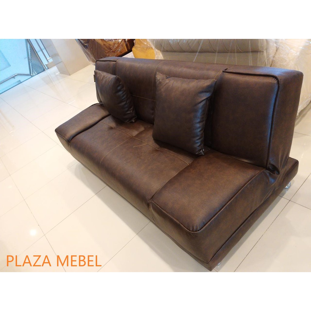 Sofa Bed Naruto Hitam - Coklat - Orange Kulit / Bludru PROMO