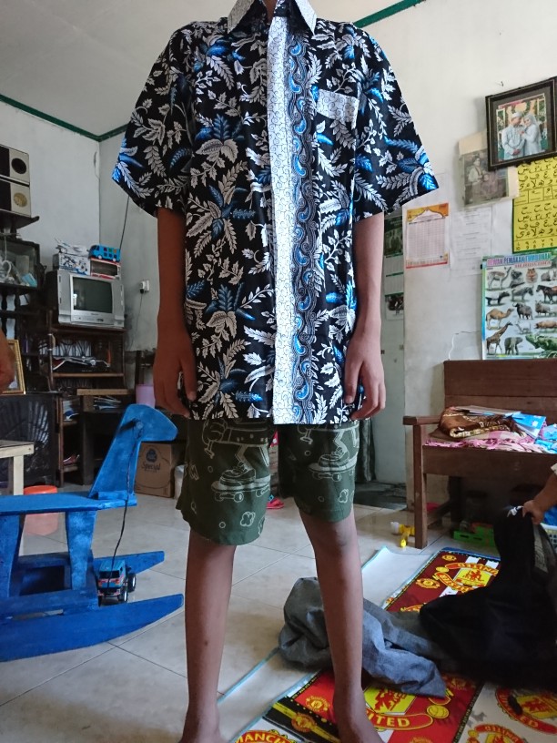 Bswart Batik Hrb026 Kenongo Hem Pendek Padi Pekalongan M L Xl Batik Pria Murah Modern Grosir Eceran