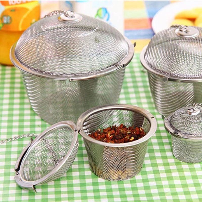 1PC Stainless Steel Seasoning Ball Tea Strainer / Fine Mesh and Uniform Taste Solid Spice Residue Filter Ball Bag / Kitchen Tools