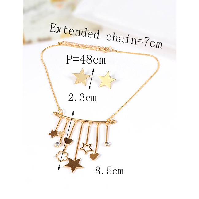 LRC Kalung Set Fashion Gold Color Flowers&amp;star Shape Decorated E99603