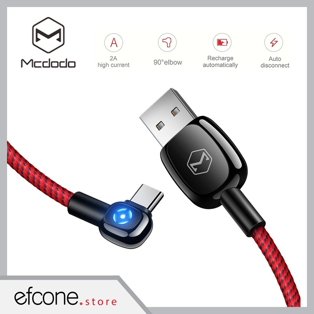 Kabel data Mcdodo 90 Degree Gaming Auto Disconnect Fast Charging USB Type C