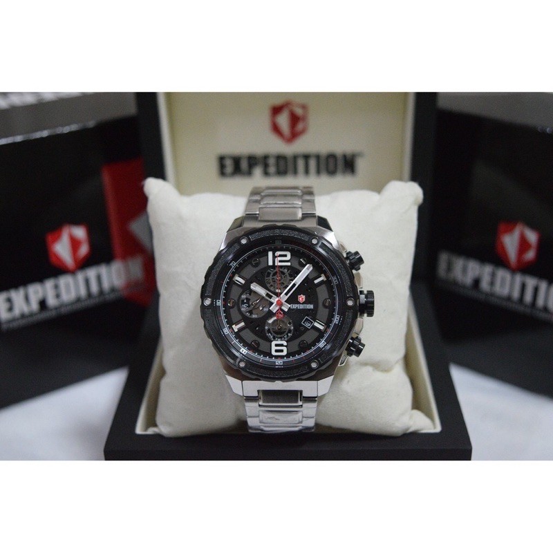 Jam Tangan EXPEDITION E6732 Silver Black For Men Original | Garansi 1 Tahun