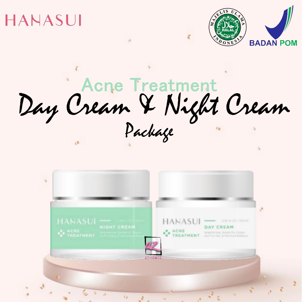 HANASUI Acne Treatment Series Paket Day Cream, Night Cream - 2Pcs