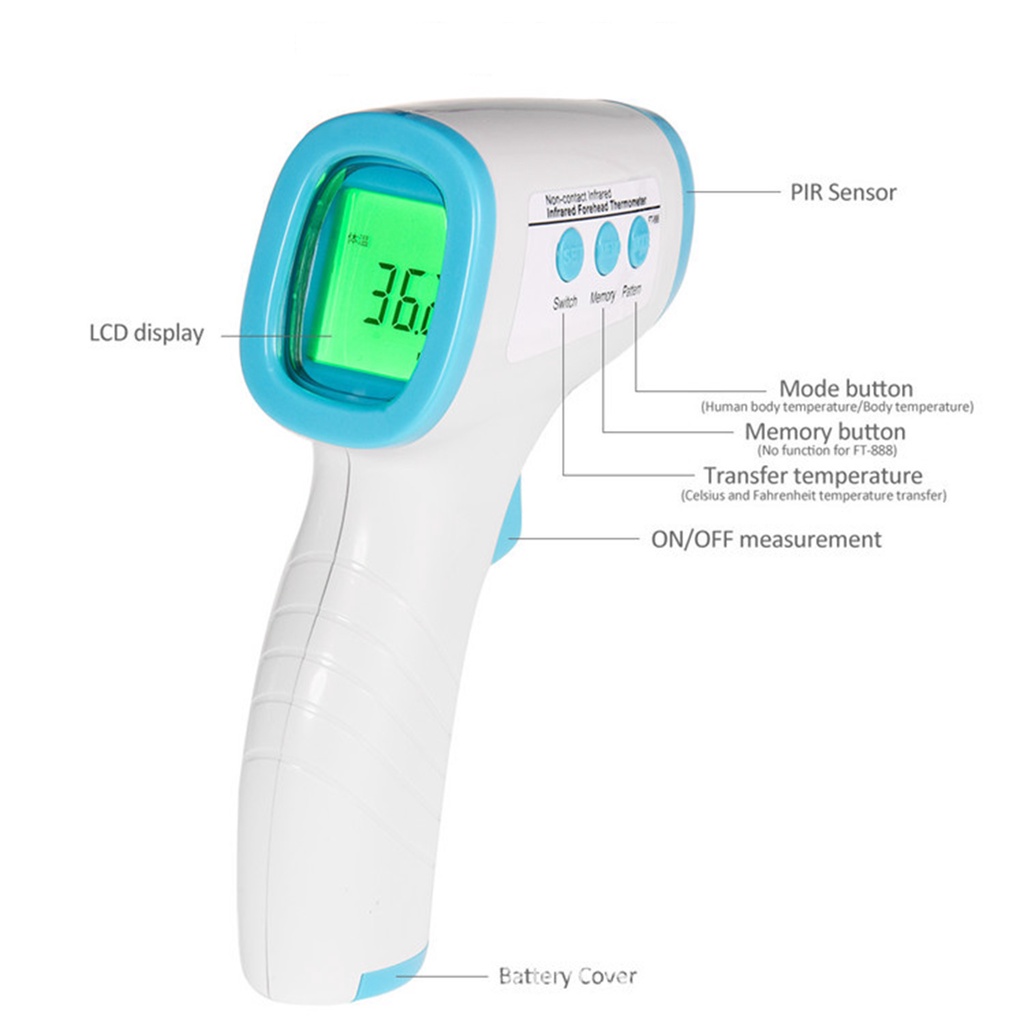 Thermometer Infrared Digital Thermo Gun Non Contact Termometer IR Laser Tembak Anak Bayi Dewasa