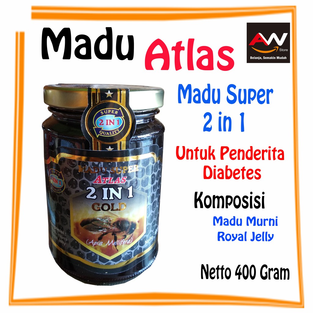 

Madu Atlas Super 2 in 1 Gold Madu Murni Royal Jelly Diabetes