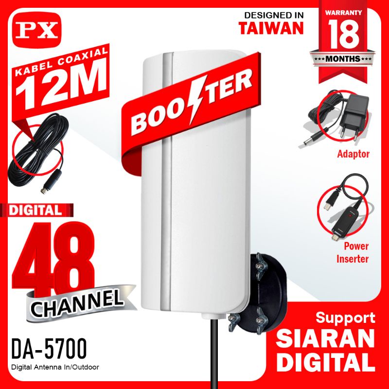 Antena TV Digital In/Outdoor Booster Kabel 12M PX DA-5700