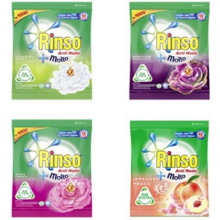 Rinso Molto Powder Detergent Deterjen Bubuk Rose Perfume Japanese Peach Powder 44 gr Sachet