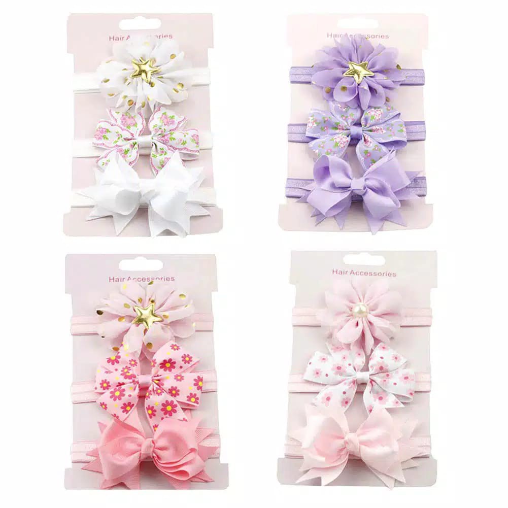 BANDANA BAYI 3 Psc karet elastis lembut headband bayi newborn