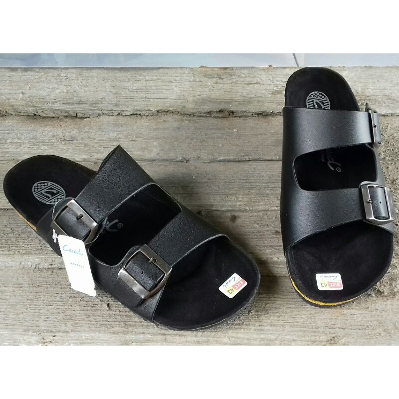 Sandal pria/sandal ban 2 hitam/ban 2 cokelat/ban 2 tan/sandal slide/sandal gesper/sandal santai