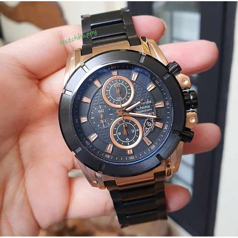 Alexandre Christie AC 6226 MC AC6226 MC 6226 MC 6226MC Mens Watch Black Rose Gold 100%Original Resmi
