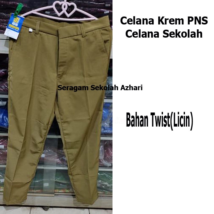 CELANA PANJANG SERAGAM PNS WARNA KHAKI MUDA-CELANA PANJANG PEMDA-CELANA PANJANG GURU KHAKI MUDA