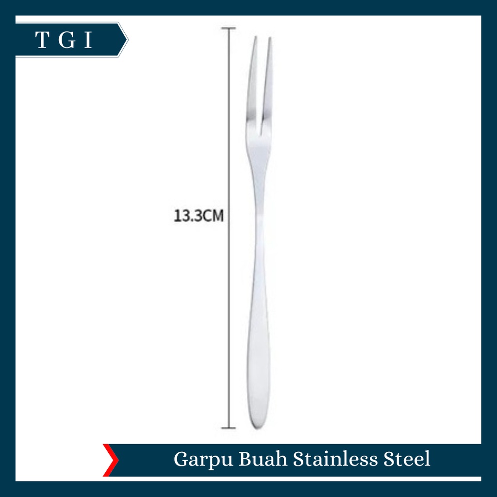 TGI - GARPU KUE BUAH BENTUK MINI STAINLESS STEEL DUA TUSUKAN | GARPU BUAH STAINLESS STEEL KECILl MINI ALAT TUSUKAN MAKAN KUE FRUIT FORK MURAH SERBAGUNA