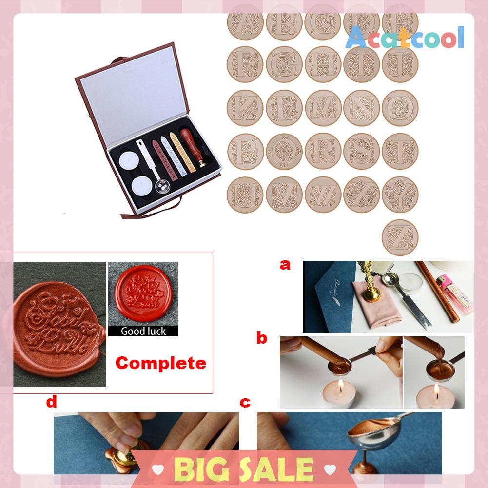 Stempel Segel Lilin 26 Huruf Alfabet Inggris Lima Kelopak Bunga Bahan Metal