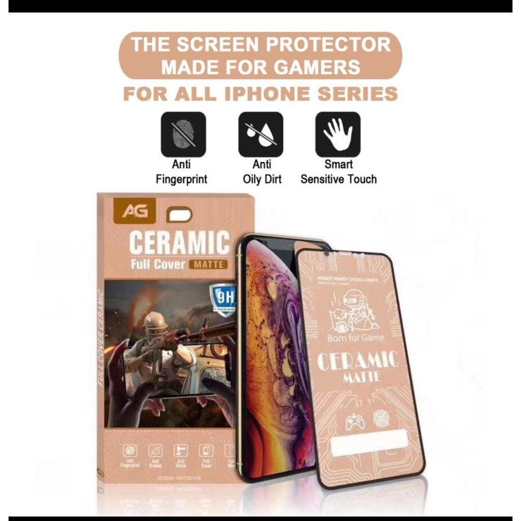 Ceramic Matte Antigores iPhone Anti Glare Minyak Sidik Jari Anti gores Keramik Bukan Tempered Glass