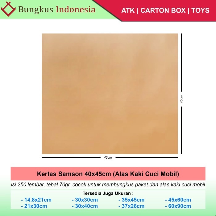 

Kertas Samson 40x45cm Alas Cuci Mobil 70gr