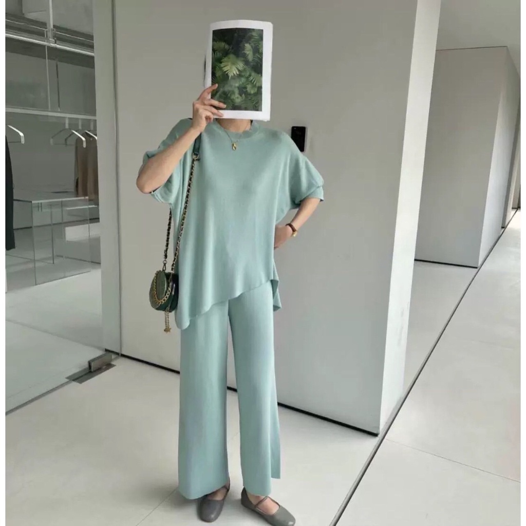 [FG] Curvy Knit Set Oversize Top & Pants SET6592-1
