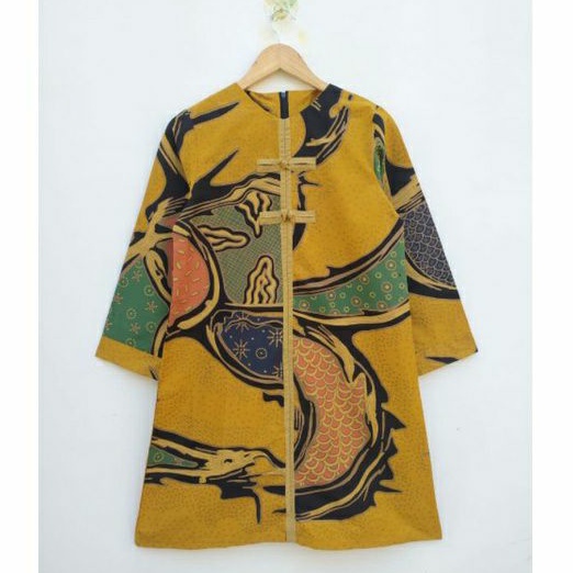 tunik batik wanita modern warna kuning
