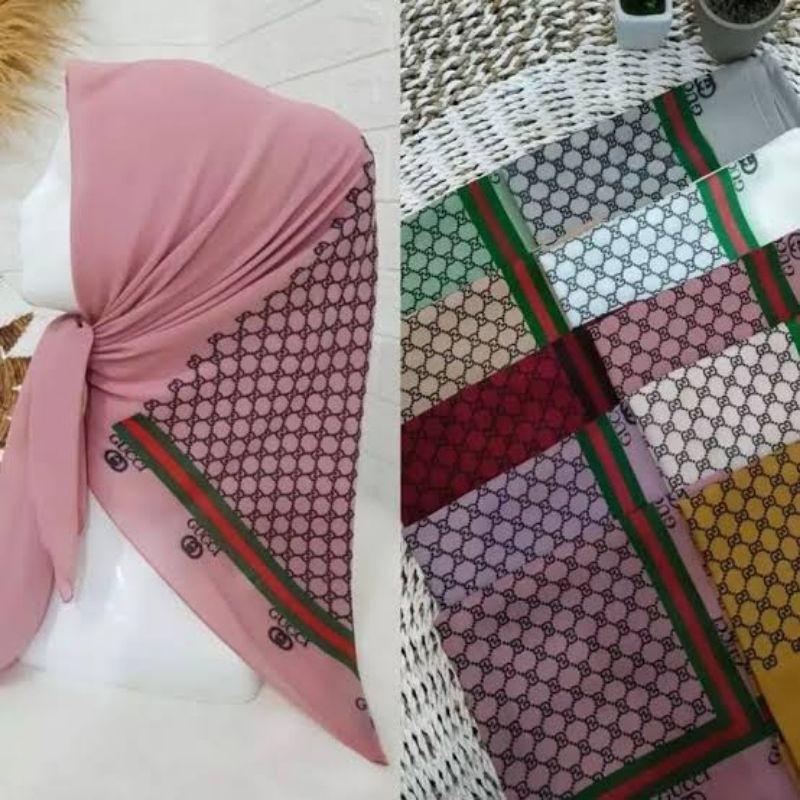 HIJAB BELLA SQUARE SEGI EMPAT MOTIF PRINTING MODEL GUCCI / HIJAB TERBARU