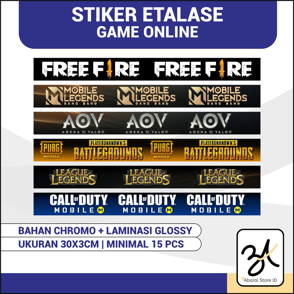 

STIKER GAME / GAMING ETALASE KONTER / TOKO BAHAN VINYL FREE LAMINASI ANTI AIR