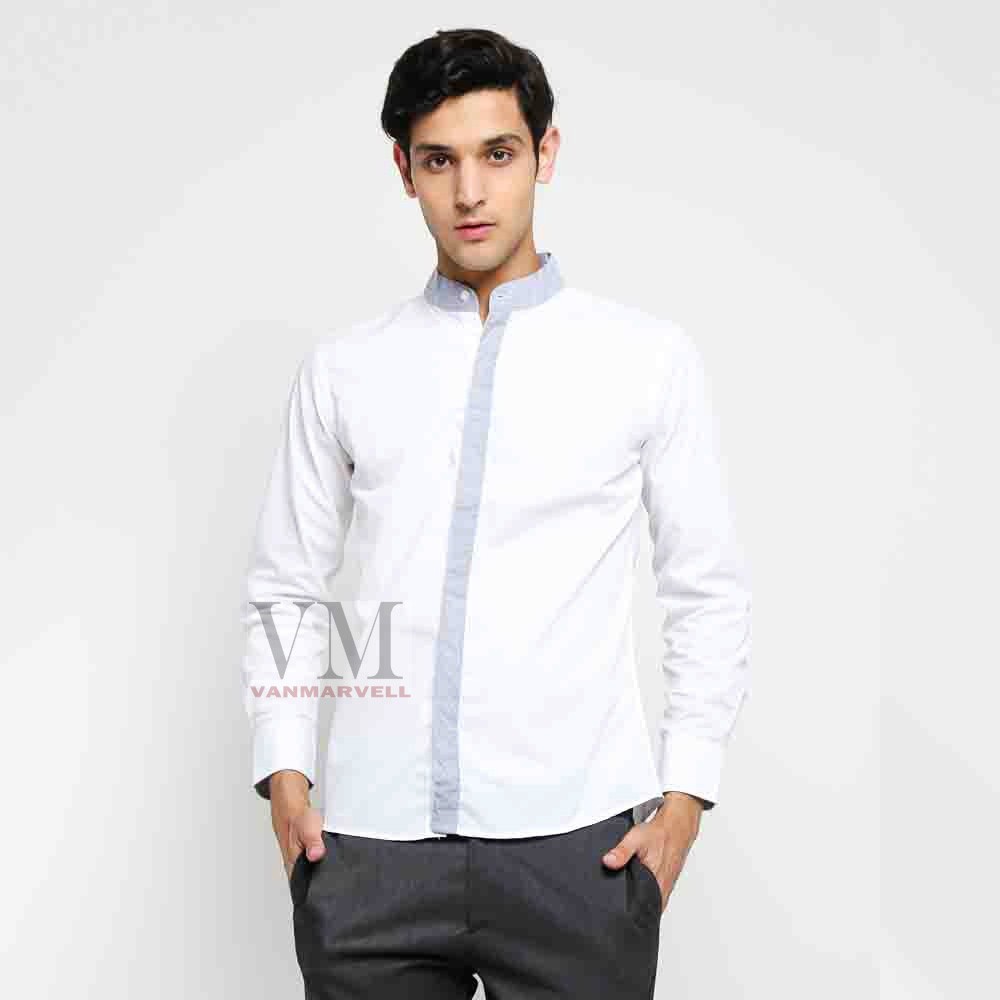 VM Kemeja Koko Putih Panjang krah shanghai