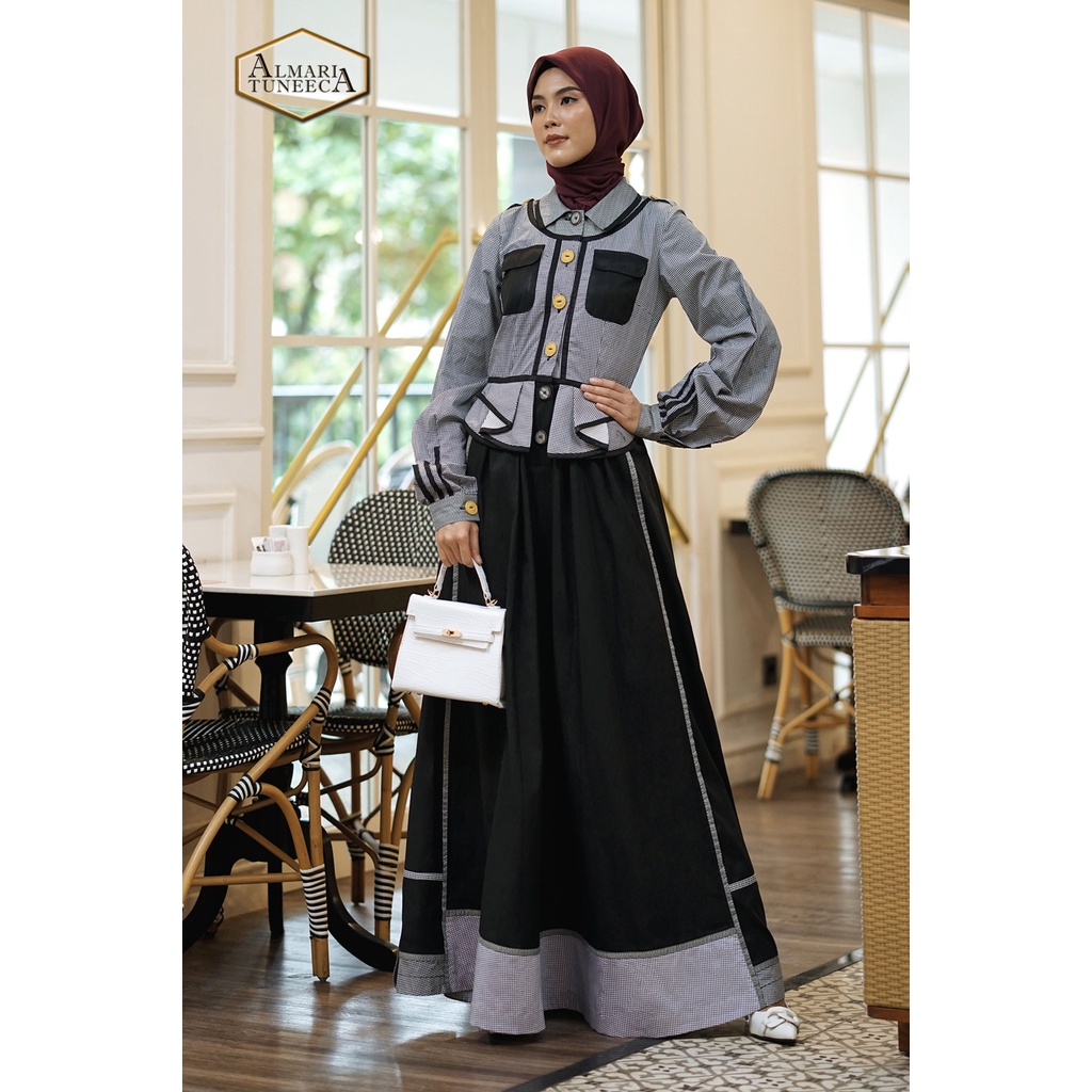 TUNEECA - GAMIS DRESS BUSANA WANITA MUSLIMA BRANDED PREMIUM ALMARI SERI Peggy