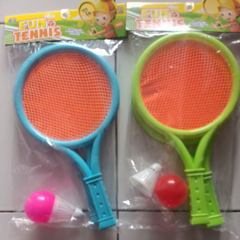 LU 7 - Mainan Raket Tenis Badminton bonus bola dan kok plastik warna Random LU7