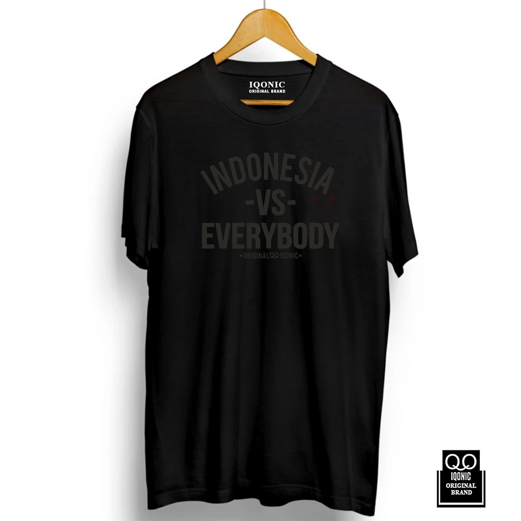 Kaos Distro Men &amp; Women INDONESIA VS EVERYBODY Text Black - Original Premium Quality 100% Cato