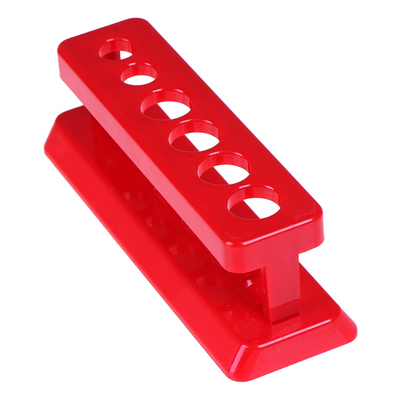 Rak Stand Holder Tabung Reaksi 6 Lubang Bahan Plastik Warna Merah Untuk Laboratorium