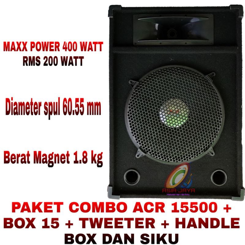PAKET COMBO Speaker 15 inch ACR 15500 plus Box 15 Inch Plus Tweeter Marcopolo Plus Siku