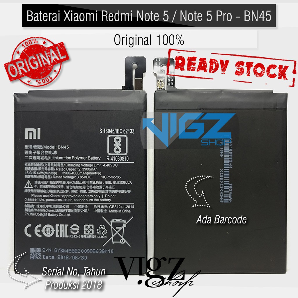 Baterai Xiaomi Redmi Note 5 Note 5 Pro BN45 Original 100%