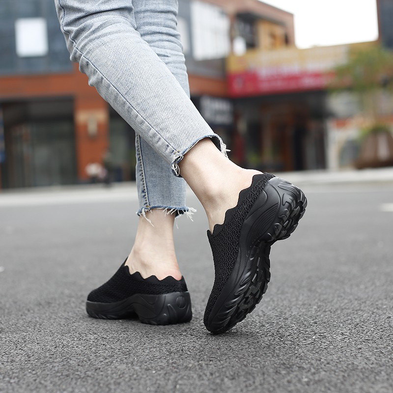 FOKU Sepatu Slop Santai Wanita Slip On Sneakers Korea Terbaru