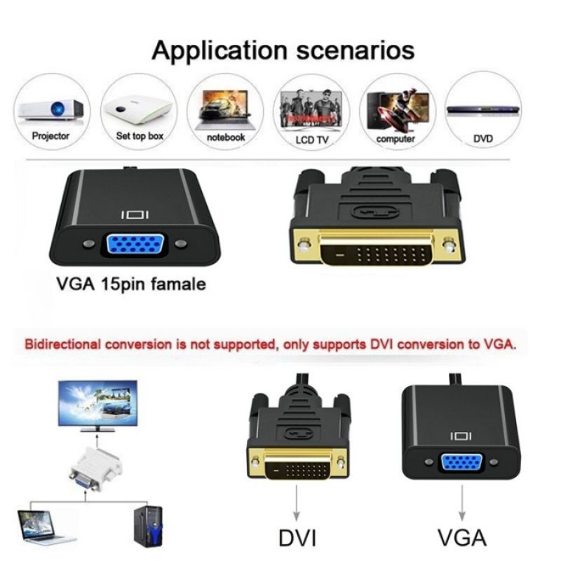 KABEL ADAPTER DVI-D To VGA 24 Pin + 1 Pin Murah Berkualitas