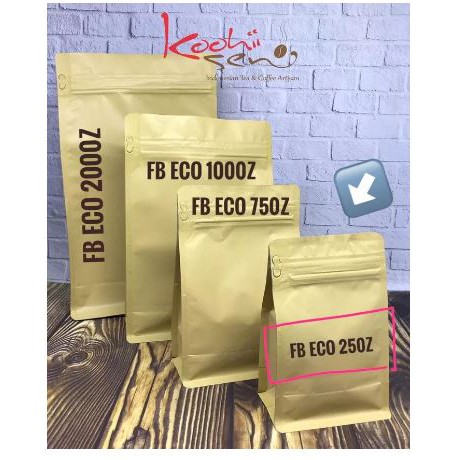 Flat Bottom Ecopack 250Z+Valve 100 gr Kemasan Kopi - Kpack Litho Paper