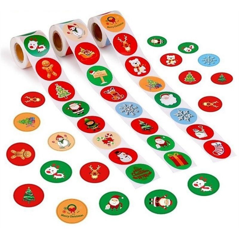 

10 pcs sticker tema natal santa rusa gingerbread untuk label gift kue atau goodie bag pesta