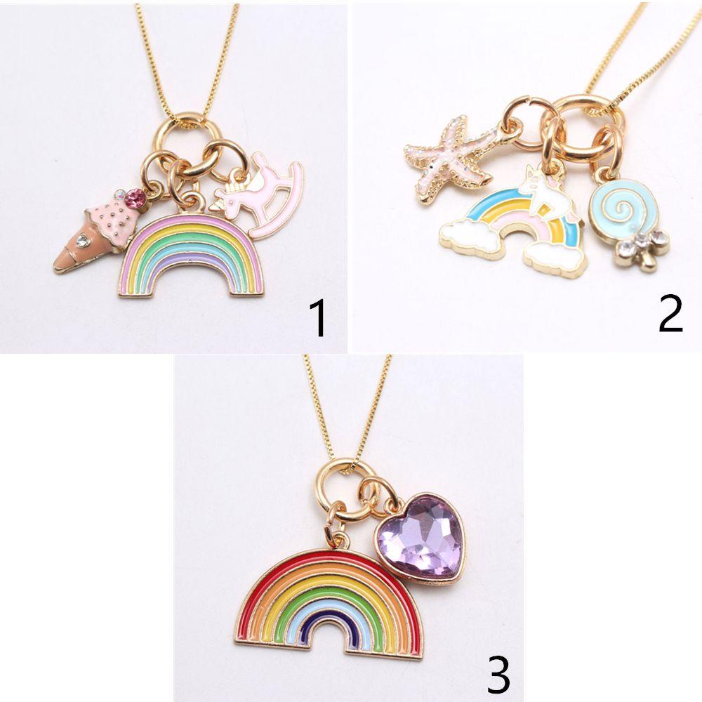 Lily Kids Jewelry BFF Unisex Ice Cream Pendent Rainbow Kalung Pria Wanita Kalung Persahabatan