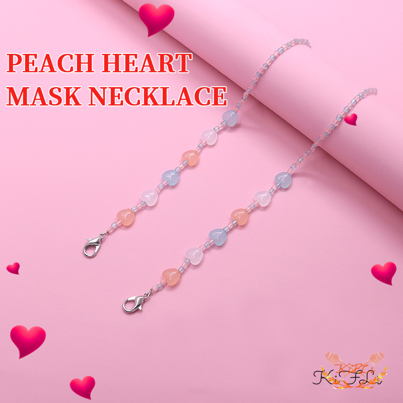 Lanyard Mask Heart Shape Bead Necklace Chain Neck Strap Face Mask for Child / Adult