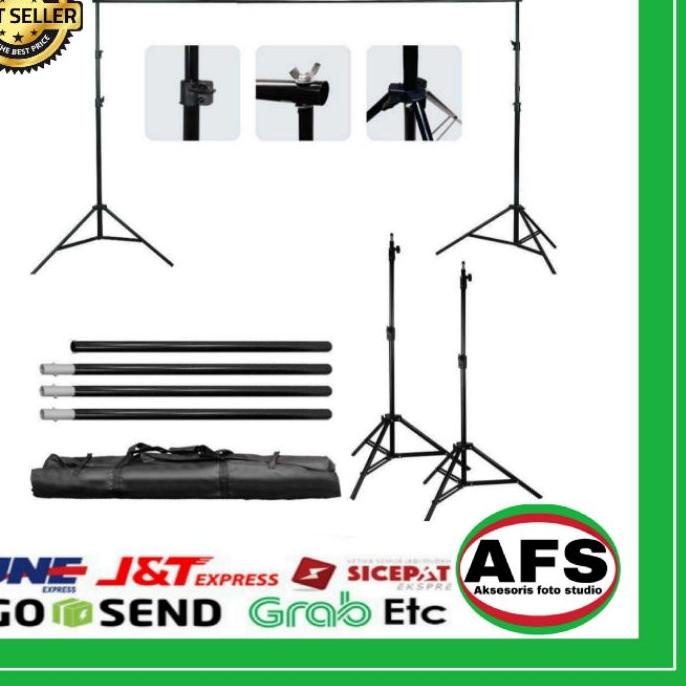 Paling Dicari[LR 026]Paket Lengkap stand Background 3 Meter + Green screen / 4 penjepit