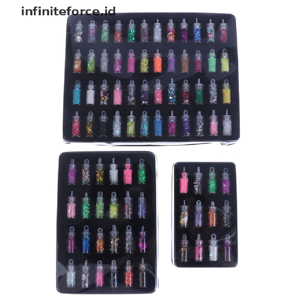 Infiniteforce.id 12 / 24 / 48 Botol / set Manik Sequin Glitter Epoxy Resin Dekorasi Nail Art