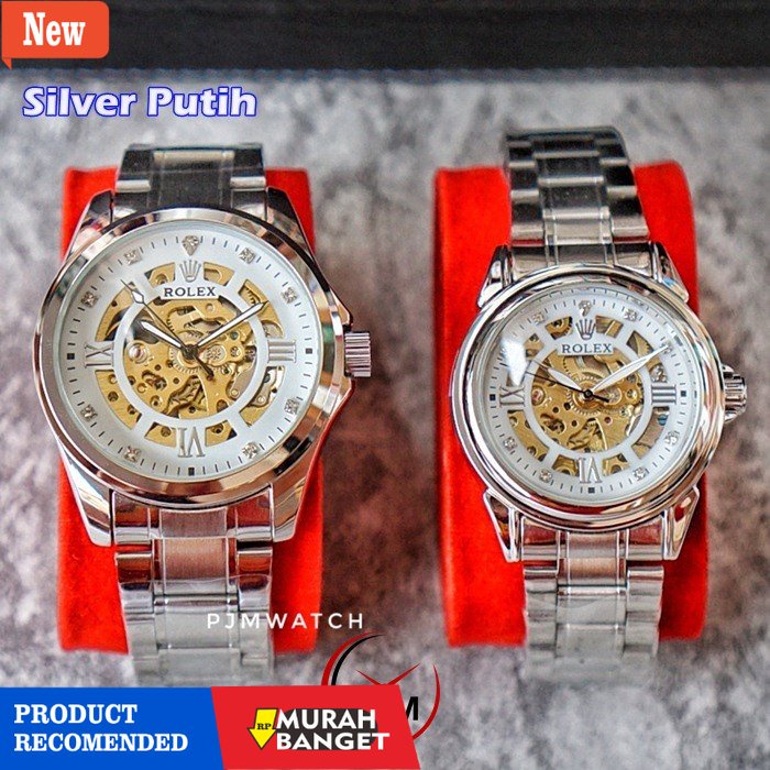 Jam tangan couple terbaik- ROLEX COUPLE AUTOMATIC | Romawi | Pria | Wanita Otomatis Tanpa Baterai Pa