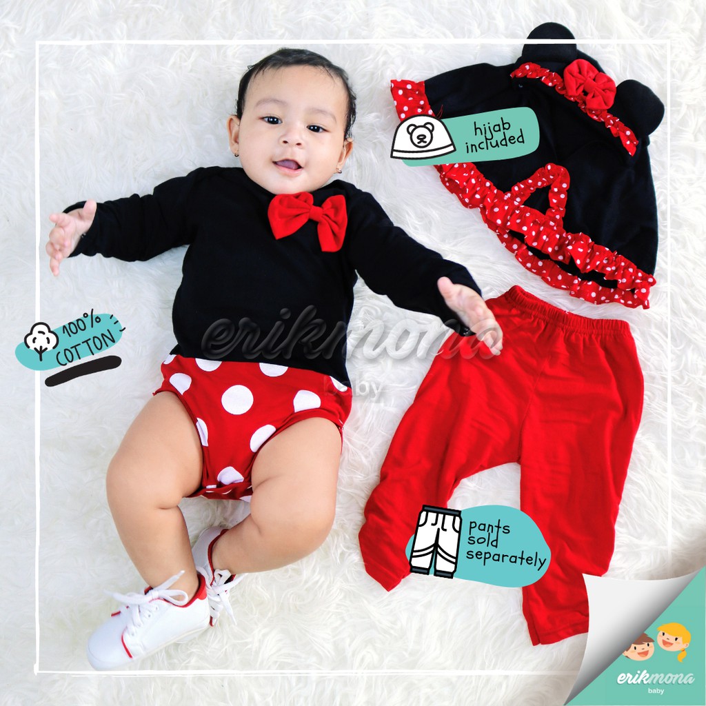 ♥️ baju bayi jumper bayi ♥️ model hijab lucu karakter minnie mouse murah ♥️