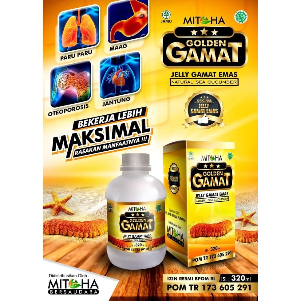 Jual MITOHA PREMIUM GOLDEN GAMAT 320 Jelly Gamat Emas Sea Cucumber ORGINAL New