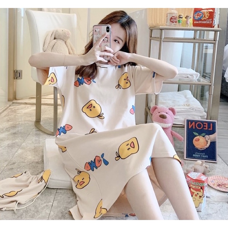 BAJU DASTER PENDEK WANITA / BAJU TIDUR MOTIF BAHAN ADEM HALUS / PAKAIAN TIDUR WANITA DEWASA / DASTER WANITA IMPORT KOREA ALL SIZE / BAJU RUMAHAN HOMEWEAR KEKINIAN MOTIF KARAKTER LUCU LENGAN PENDEK / LONG DRESS