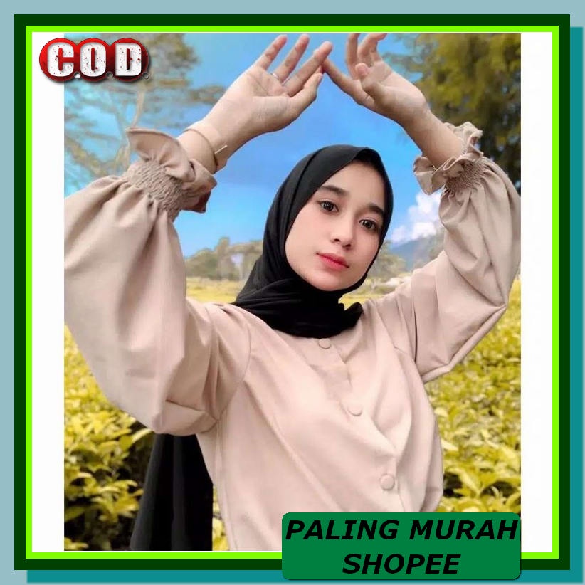 Terbaik Kemeja Kerja Hitam Putih Wanita Lengan Pendek |Bunkashop  IC138  Wanita Model Balon Flower