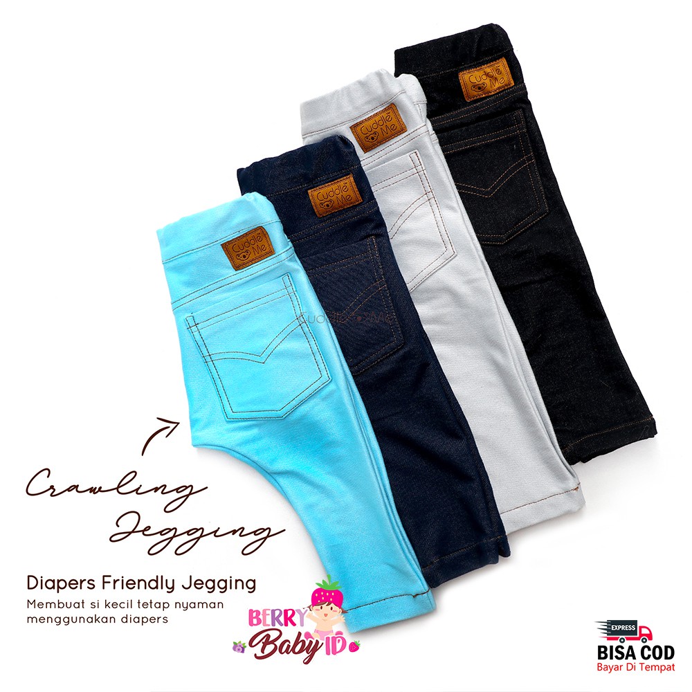 Cuddle Me 2 Pcs Crawling Jegging Celana Jeans Legging Bayi Anak CuddleMe Berry Mart