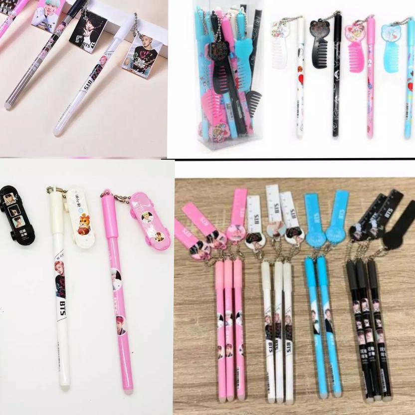 

(L03QJ)⭐ COD 1 LUSIN PULPEN GEL KARAKTER BTS BERBAGAI MACAM GANTUNGAN LUCU OS17 .,.,