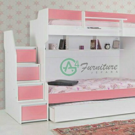 Ranjang Susun Minimalis Hodni Rangka Kayu Mahoni