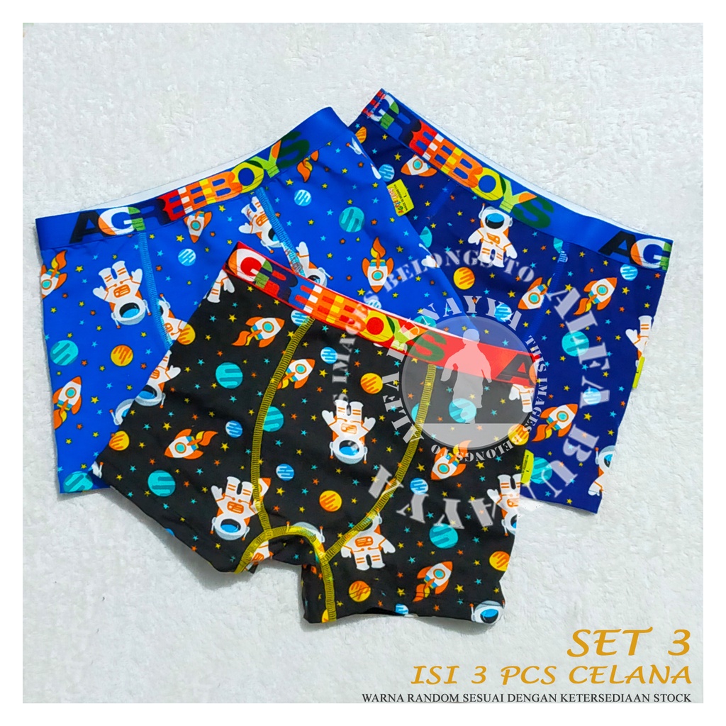 3 Pcs Celana Dalam Anak Laki-Laki Model Boxer Agree Boys AB8AGB-OT CD Underwear Pakaian Dalam Berkualitas