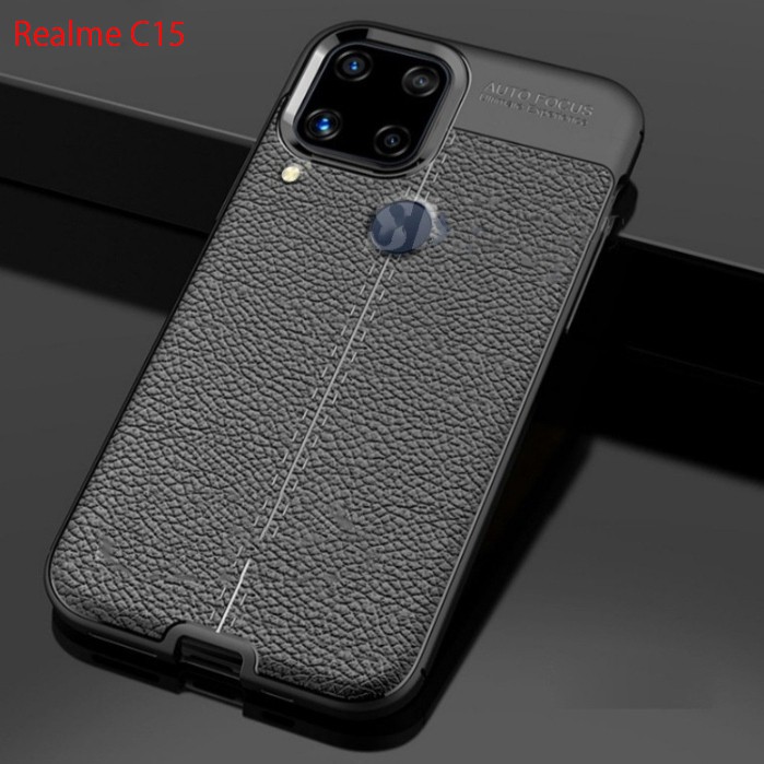 Case Auto Focus Realme C15 Leather Experience SoftCase Slim Ultimate / Casing Kulit